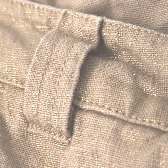 120% Lino Linen Pants. Pale Metallic Gold Sheen. Size 44/M - Picture 7 of 14